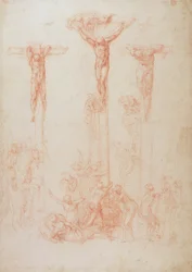 Studie von drei Kreuzen (Rötel auf Papier)